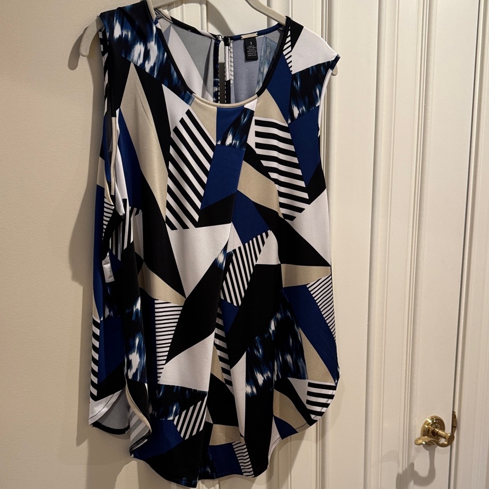 Chico's Geometric Blue and Black Blouse